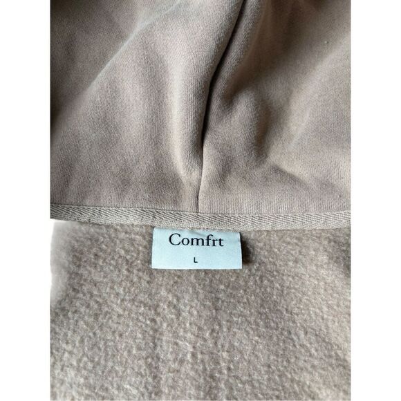 NWOT Comft Cloud Full Zip Hoodie Unisex size L Latte Tan Oversized - Picture 6 of 12